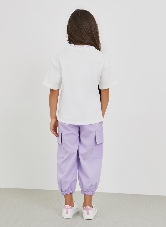 Styli Text Embroidered T-Shirt and Cargo Pants Set - Image 4