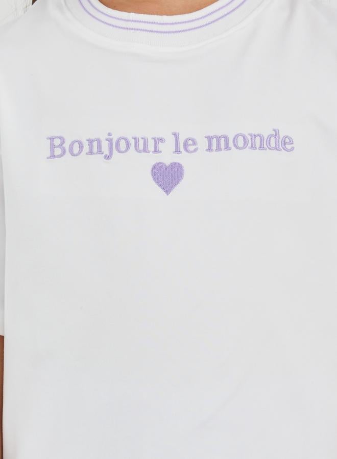 Styli Text Embroidered T-Shirt and Cargo Pants Set - Image 3