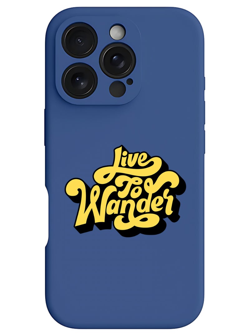 Theodor iPhone 16 Pro Max Blue Protective Slim Fit Case Liquid Silicone Cover with Full Body Protection Anti-Scratch Shockproof Case For iPhone - Live to wander-01 - Image 1