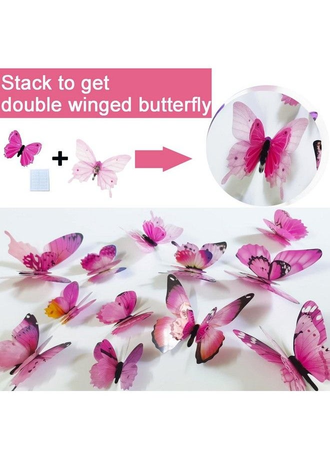 Ewong 72Pcs Butterfly Wall Decals 3D Butterflies Wall Art Craft Decor Removable Mural Sticker Home Kid Girl Bedroom Bathroom Baby Room Nursery Classroom Office Party Decoration (Pink)  - Image 4