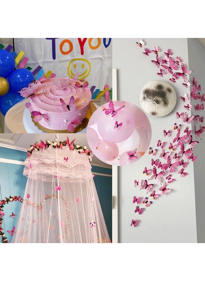 Ewong 72Pcs Butterfly Wall Decals 3D Butterflies Wall Art Craft Decor Removable Mural Sticker Home Kid Girl Bedroom Bathroom Baby Room Nursery Classroom Office Party Decoration (Pink)  - Image 3