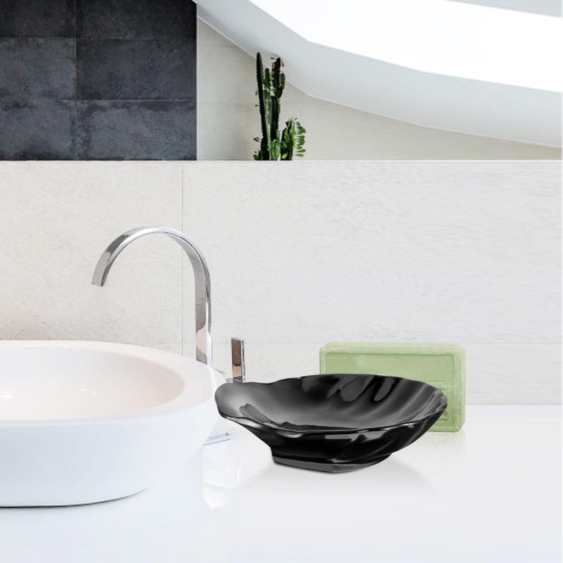 Black Acrylic Sea Shell Soap Dish Holder For Bathroom Shower Hotel Use - Image 4