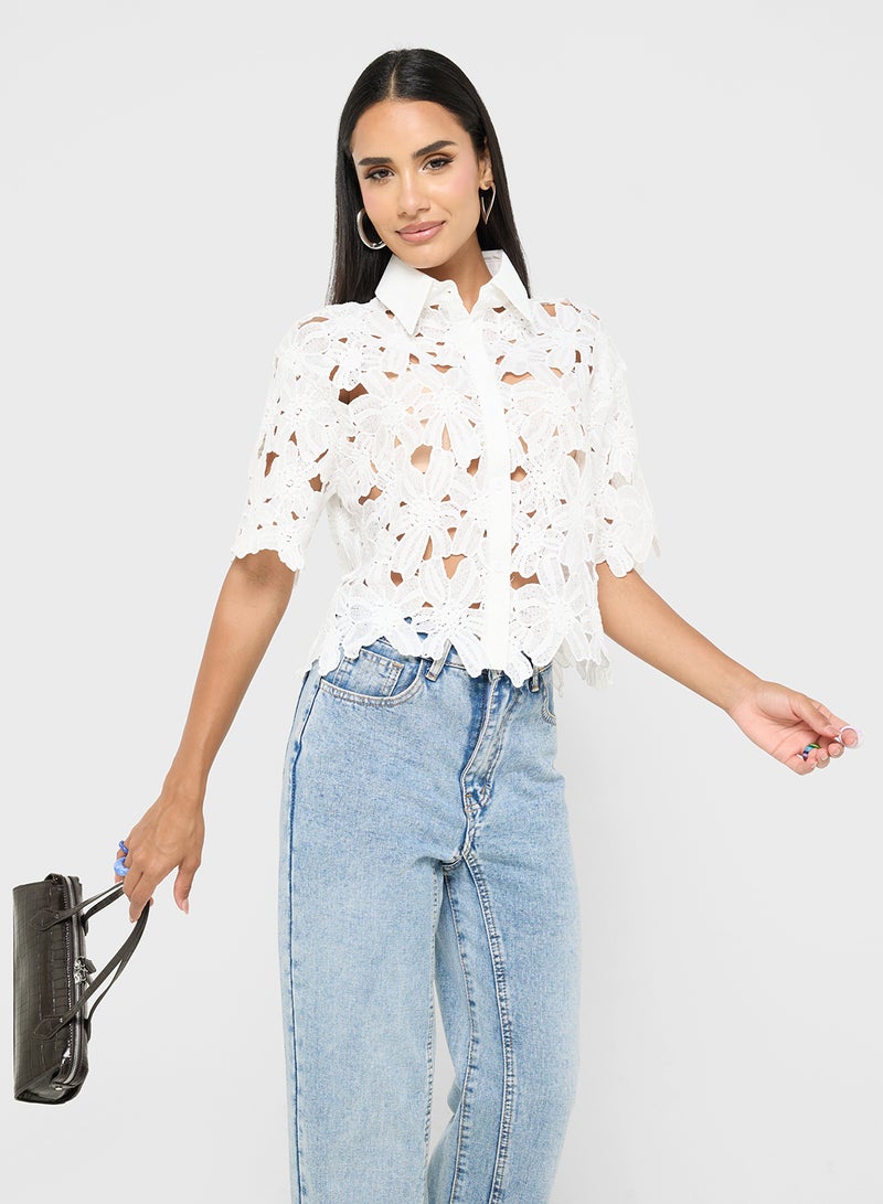 جينجر قميص بأزرار وفتحات مزخرفة - Image 1