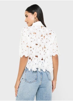 Ginger Cutwork Open Detail Button Down Shirt  - Image 2