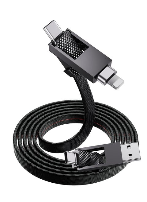 4 in 1 Charging Cable, USB A to USB C to Lightning Cable 4ft, 60W Fast Charging & Data Transfer, Travel Charger for Multiple Devices, All in One Multi Charger Cord for iPhone 15 Pro Max iPad