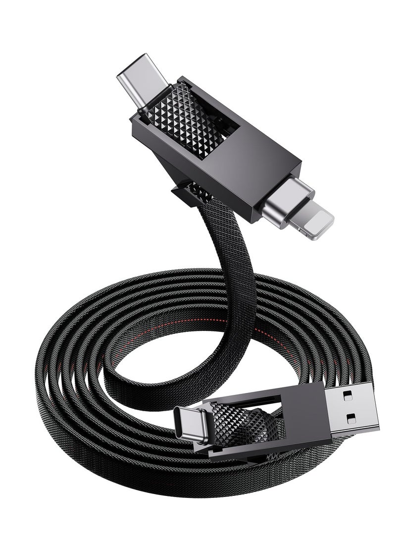SYOSI - 4 in 1 Charging Cable, USB A to USB C to Lightning Cable 4ft, 60W Fast Charging & Data Transfer, Travel Charger for Multiple Devices, All in One Multi Charger Cord for iPhone 15 Pro Max iPad - Image 1