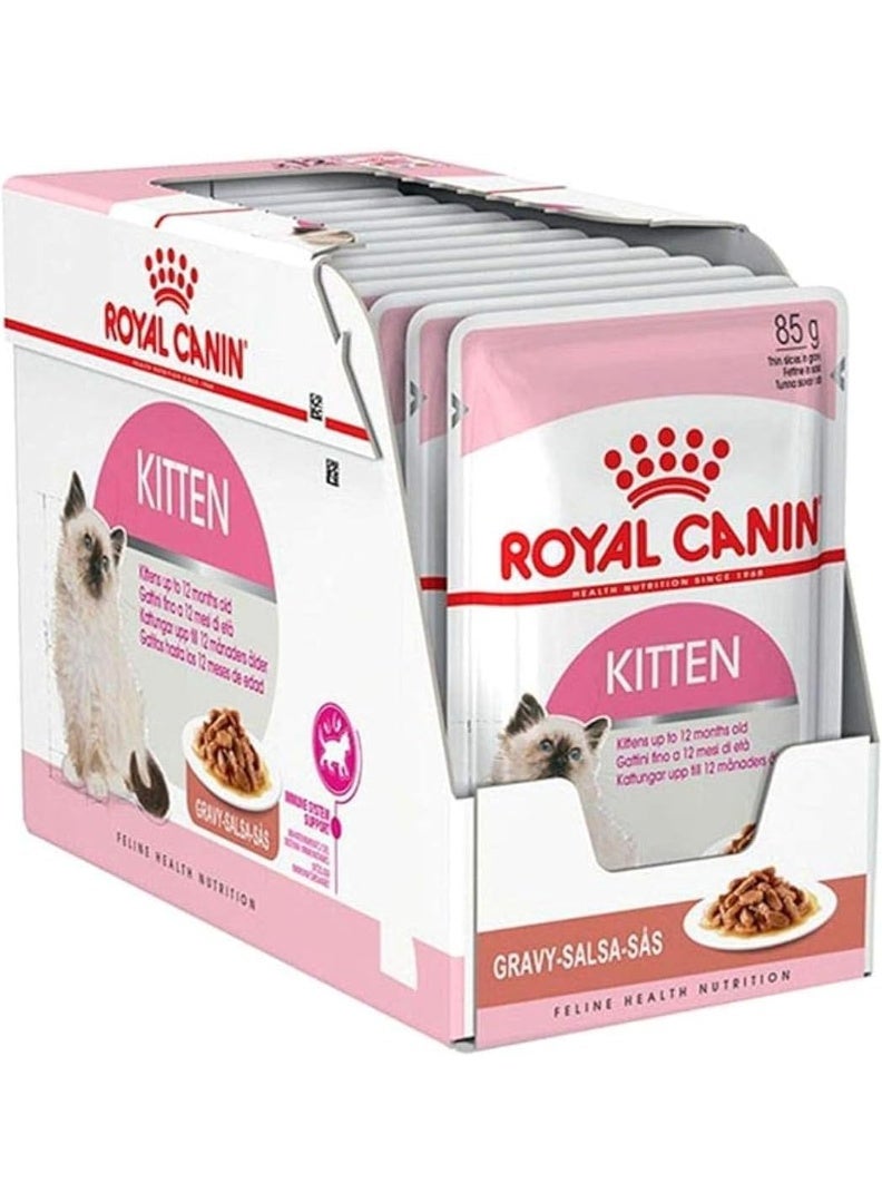 ROYAL CANIN Kitten Wet Cat Food in Gravy 12 × 85g Pouches – Complete & Balanced Nutrition for Growing Kittens - Image 1