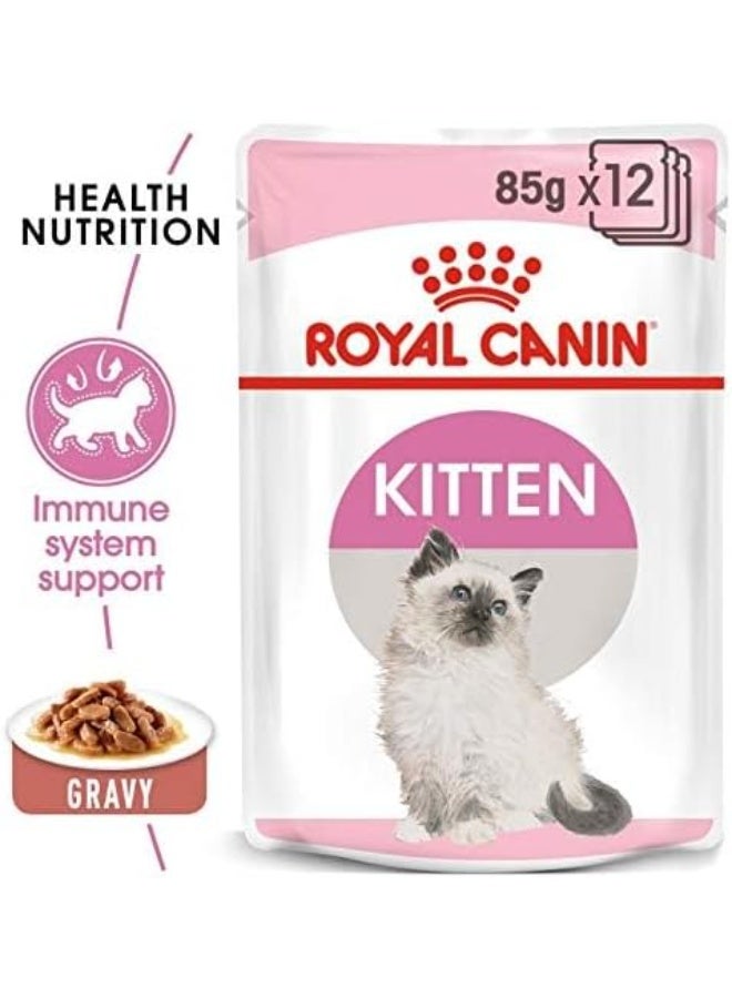 ROYAL CANIN Kitten Wet Cat Food in Gravy 12 × 85g Pouches – Complete & Balanced Nutrition for Growing Kittens - Image 2