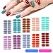 Maitys 140 Pcs 10 Sheets Solid Color Full Wrap Nail Stickers for Women UV Free Short Pure Color Polish Strips with 2 Pcs Nail Files Gradient Stickers Self Adhesive DIY Art Decals Strips for Holiday - Image 2