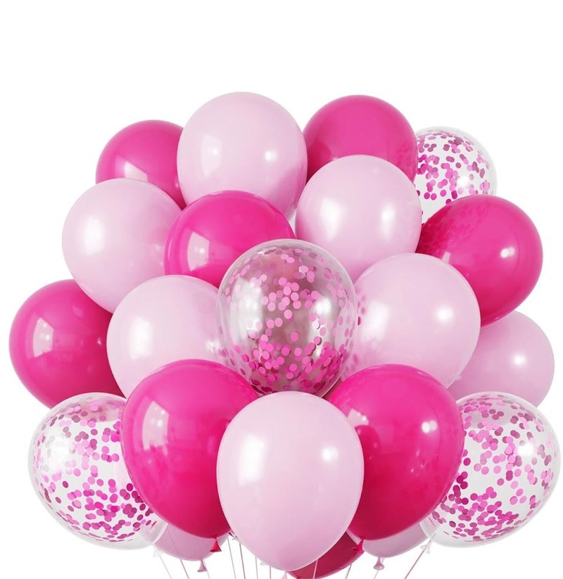 30pcs Hot Pink Balloons 12 Inch Magenta Confetti Balloon for Valentine's Day Girls Theme Birthday Party Decorations Baby Shower Bridal Shower - Image 1