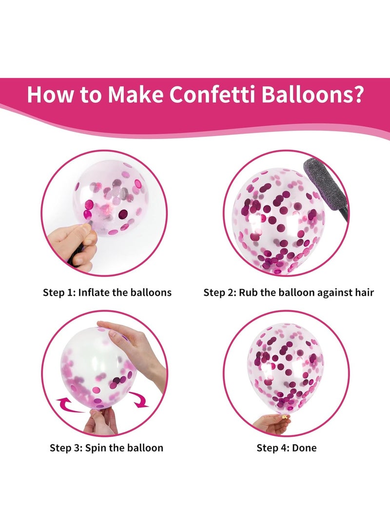 30pcs Hot Pink Balloons 12 Inch Magenta Confetti Balloon for Valentine's Day Girls Theme Birthday Party Decorations Baby Shower Bridal Shower - Image 4