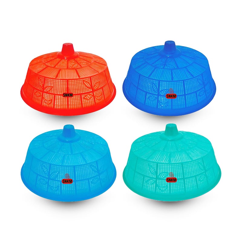 SNKM SNKM Plastic Food Cover Dome Net Big Size Round Kitchen Table | Flies Mosquitoes Insect Proof Dining Tables Covers | Fruits, Vegetable, Rice Cover (Large, 30.5 cm/12 Inch Multicolour, Pack of 4)  - Image 1