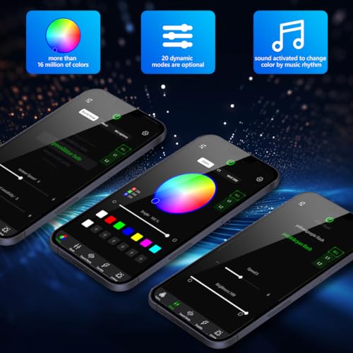 AMKI 16W Fiber Optic Lights Mixed 310pcs 9.8ft Starlight Headliner Light Kit APP/Remote Control Sound Activated Mode for Car&Home Decoration,0.75mm+1mm+1.5mm Optical Fiber Cable Strands - Image 2