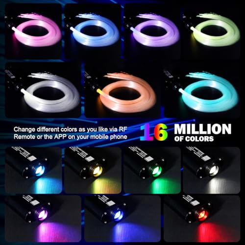 AMKI 16W Fiber Optic Lights Mixed 310pcs 9.8ft Starlight Headliner Light Kit APP/Remote Control Sound Activated Mode for Car&Home Decoration,0.75mm+1mm+1.5mm Optical Fiber Cable Strands - Image 3