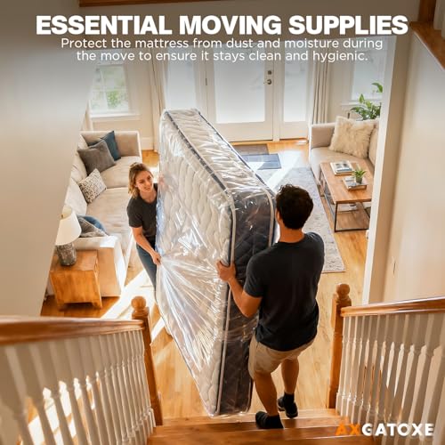 Axgatoxe 2PCS Plastic Mattress Bag for Moving Storage, Waterproof Mattress Cover, Mattress Protector for Moving Supplies - King Size (1.5MIL) - Image 4