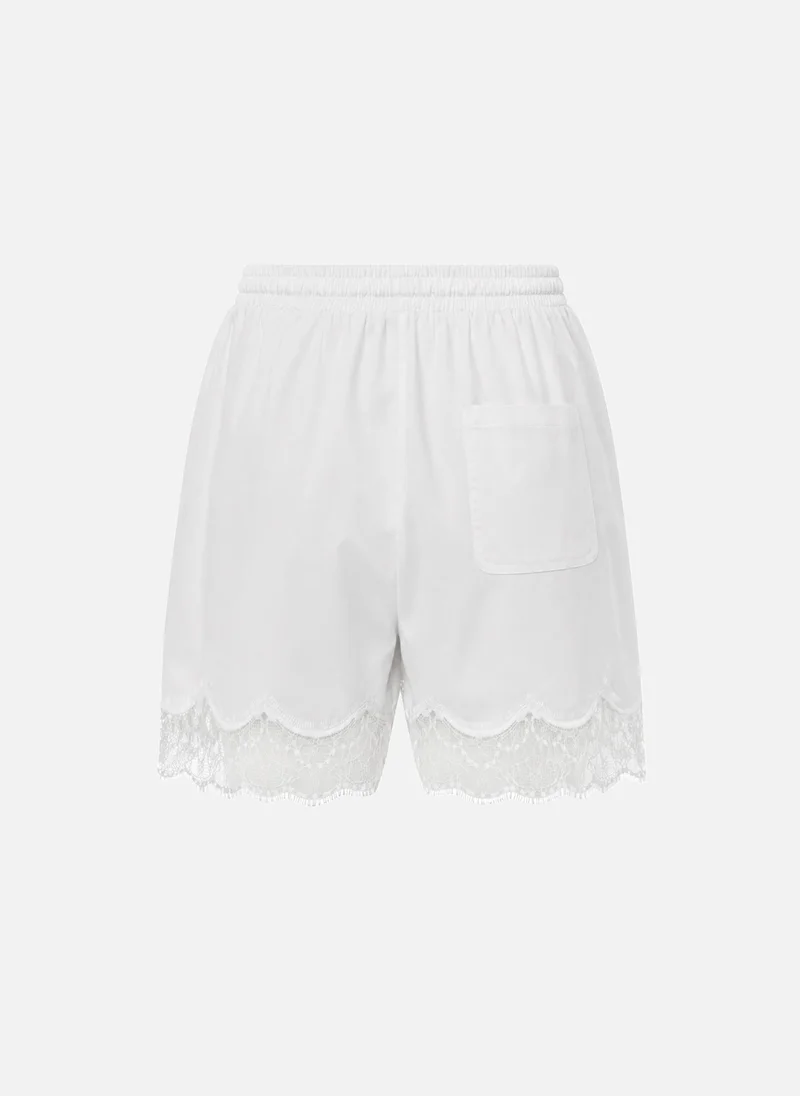 Lichi  Satin mini shorts with lace cuffs for Women | Best Price UAE