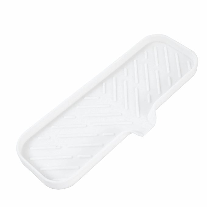 SILICONE BATHROOM SOAP DISHES WITH DRAIN SPOUTBATHROOM AND KITCHEN SINK ORGANIZERSPONGE HOLDERDISH SOAP TRAYPERFECT FOR DISPENSERSCRUBBERBOTTLECUP ON SINK OR COUNTERWHITE 124