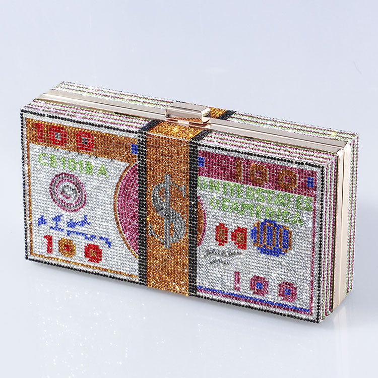 Glittering Dollar Clutch Evening Bag for Women colorful