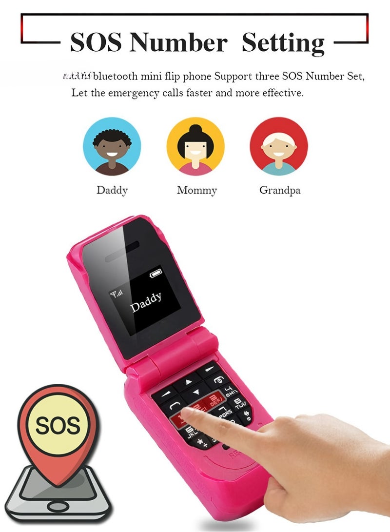 AROAQ Mini Flip Cellphone, Lightweight Smallest Mobile Phone, Single Sim Card Feature Phone, Durable And Reliable Kids Cellphones With FM Radio SOS Bluetooth Dialer, (1pc, Orange) - Image 2