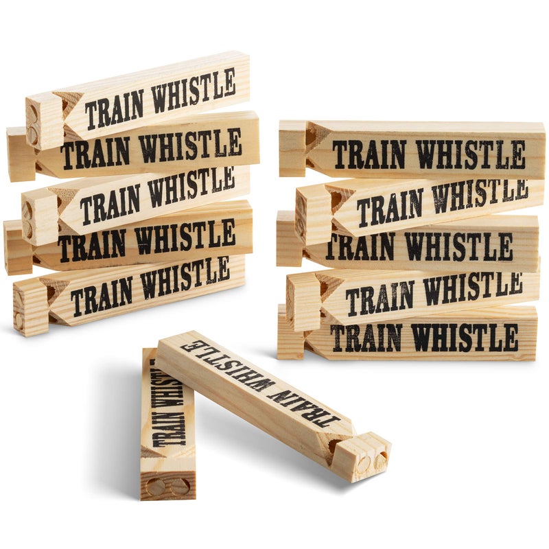 Bedwina Wooden Train Whistles (Pack of 12) - Wood Train Whistle for Kids, Train Party Favors, Theme Birthday Decorations, Noisemakers, Goodie Bag Filler, Small Game Prizes, Stocking Stuffers - Image 3