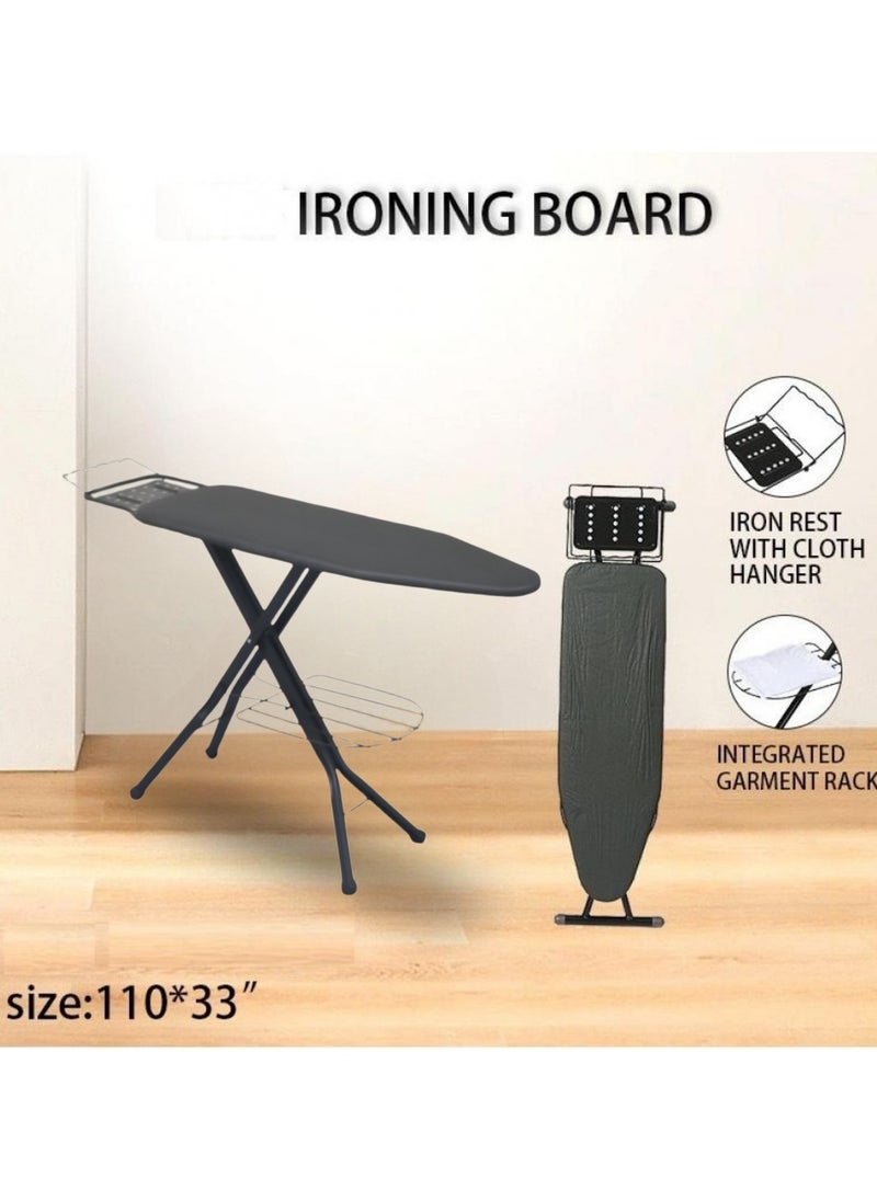 AIWANTO Heavy Duty Ironing Board Foldable Lightweight With Cloth Hanger and Storage 13x43 Inches  - Image 2