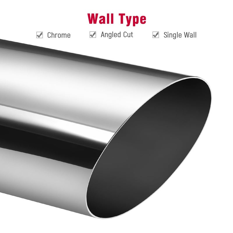 Upower Pack of 2 Exhaust Tip 2.5 inch Inlet 4 inch Outlet 9" Long Stainless Steel Chrome Polished 2.5" to 4" Diesel Exhaust Tailpipe Tip Slant Cut - Image 5
