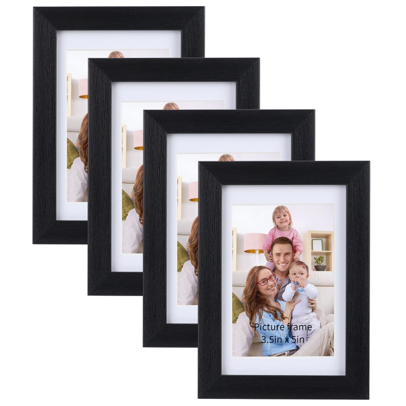 جيفت جاردن مجموعة إطار صورة 4x6 مجموعة من 4 صور إلى 3.5 × 5 صور مع حصير أو صور 4x6 بدون جدار حصيرة أو طاولة عرض أسود - Image 1