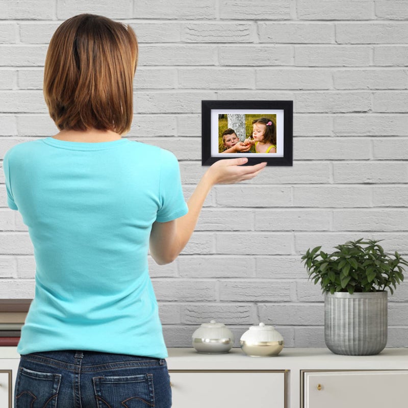 جيفت جاردن مجموعة إطار صورة 4x6 مجموعة من 4 صور إلى 3.5 × 5 صور مع حصير أو صور 4x6 بدون جدار حصيرة أو طاولة عرض أسود - Image 3