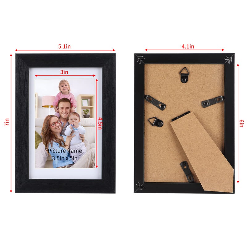 جيفت جاردن مجموعة إطار صورة 4x6 مجموعة من 4 صور إلى 3.5 × 5 صور مع حصير أو صور 4x6 بدون جدار حصيرة أو طاولة عرض أسود - Image 5