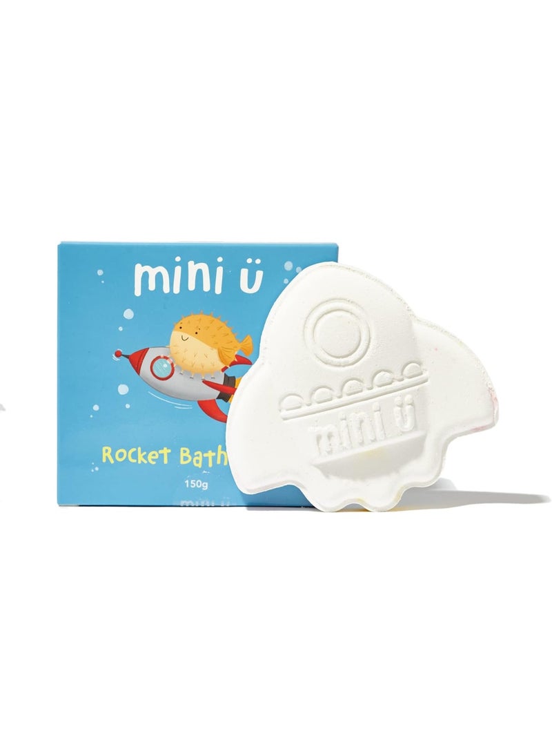 Mini U Rocket Bath Bomb White Red Yellow Bath Fizzer With Shea Butter Vegan Cruelty Free Soy Free Mess Free Colourful Fizzing Bath Bomb For Kids Fun Bathtime - Image 1