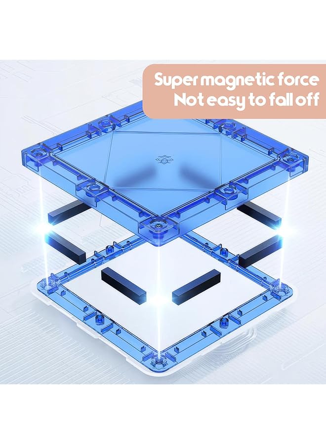 زيريفام مكعبات بناء مغناطيسية مكونة من 97 قطعة من البلاط المغناطيسي لمسار سباق السيارات ثلاثية الأبعاد لعبة تعليمية إبداعية من صنعك مجموعة بناء سيارات مغناطيسية هدية للأطفال من سن 3 سنوات (97 قطعة) - Image 5