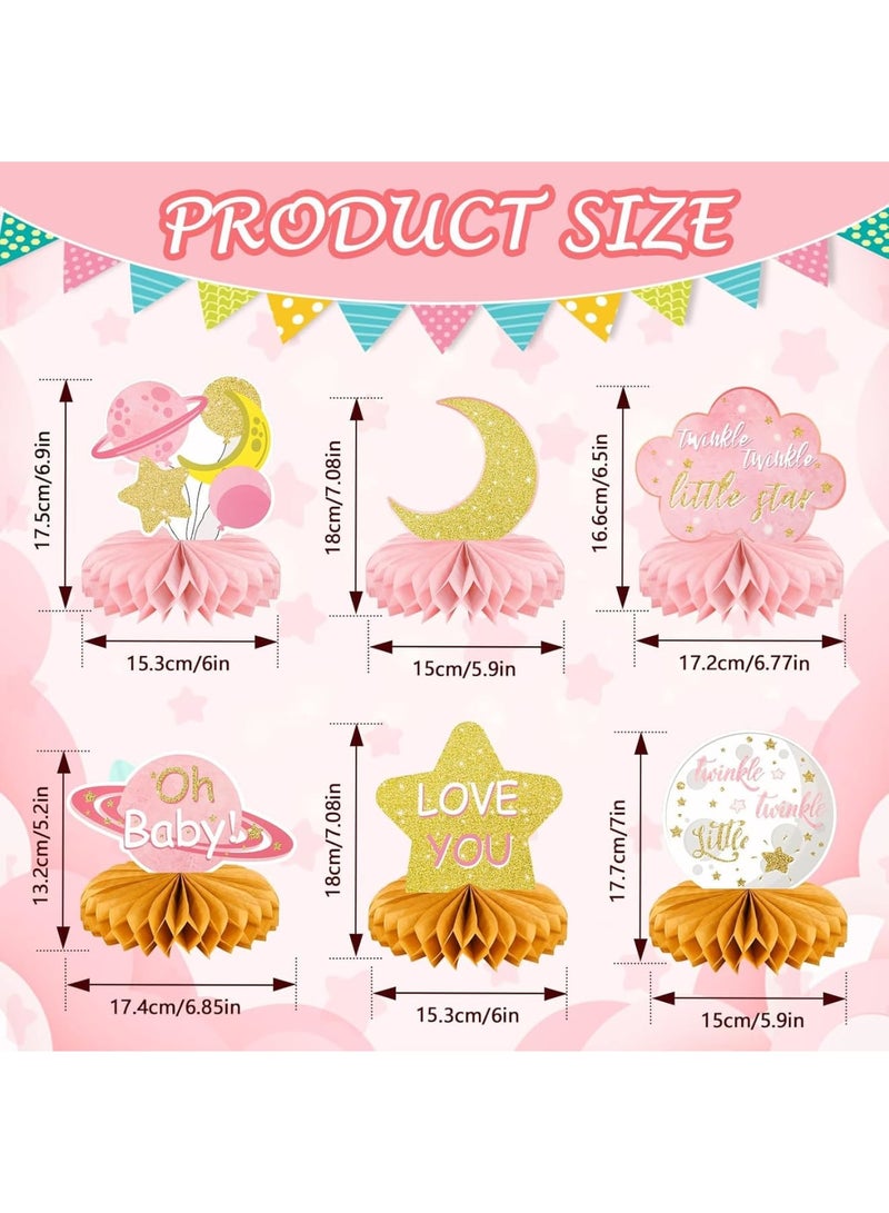 SOLARAE 9 قطع من زينة مركزية على شكل نجوم وردية، زينة حفلات استقبال المواليد "تتألق تتألق نجمة صغيرة"، زينة طاولة لإعلان الحمل لطفلة، زينة مركزية لحفلات استقبال المواليد، حفلات عيد الميلاد