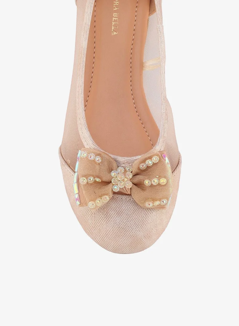 Flora Bella By Shoexpress GOLD Flora Bella Girls Bow Embellished Ballerina Shoes for Women | Best Price UAE