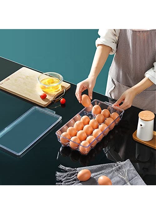 Zollyss Zollyss Acrylic Egg Storage Box or Egg Trays for Refrigerator with Lid Handles Egg Tray Box for 18 Egg Clear Unbreakable  - Image 4