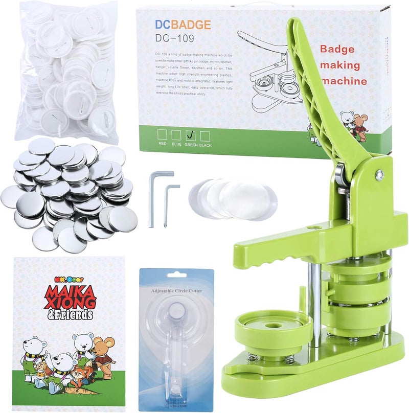 MK.Bear Button Maker Machine 58mm (2.25 in) Installation-Free, DIY Button Pin Maker Machine, Badge Punch Press with Free 100pcs Badge Supplies & Pictures & Circle Cutter & Magic Book - Image 1