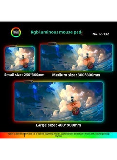 RGB Luminous Mouse Pad Computer Keyboard Hand-held Desktop Pad Oversized Game E-sports Pad Thickened Internet Cafe Table Pad-Color:300*800mm-Pattern:Upgraded Version Of Pickup Rhythm-lc132