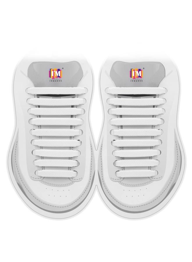 INMAKER No Tie Shoelaces for Kids and Adults, Elastic Shoelaces for Sneakers, White, Kid Size - Image 1