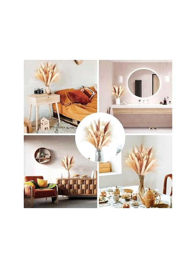 erorex Natural Dried Fluffy Pampas Grass, White & Gold Pampas ,Reed, Dried Wheat, Bunny Tails For Boho Home, Office, Birthday Party Decor, Boho Wedding Floral Arrangements 110 Pieces Bouquet  - Image 3