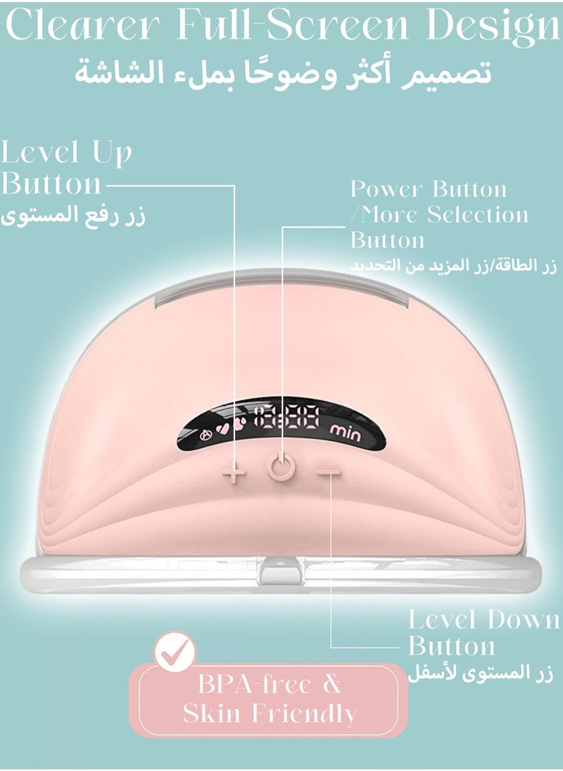 Mi VAZA - Portable Hands-free Breast Single Pump Wearable, Ultra-silent Hands Free Breast Pump With Smart LCD Display, 3 Modes & 12 Levels Rechargeable Wireless Portable Breast Pump Memory Function - Pink - Image 1