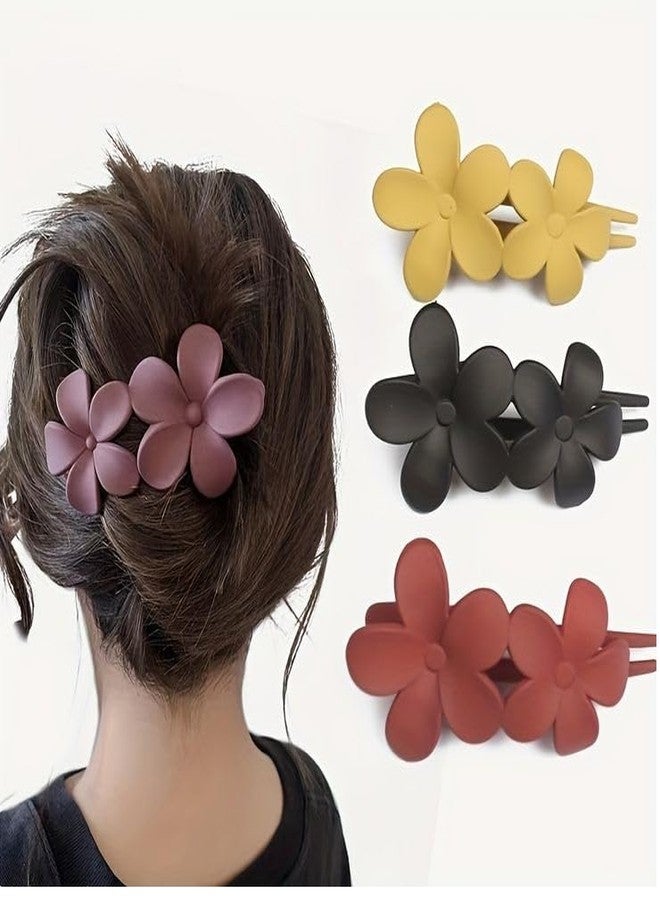 Freebies Flower Hair Clips Matte French Hair Barrette Stylish Lay Flat Hair Clips for All Hair Types Non-Slip Hair Clamps Grab Elegant Hair Accessories for Women Girls, Any 2 Color (Pack of 2) - Image 1