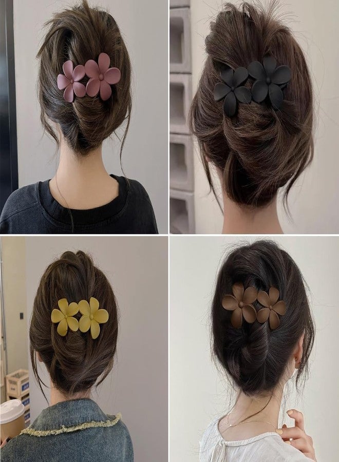 Freebies Flower Hair Clips Matte French Hair Barrette Stylish Lay Flat Hair Clips for All Hair Types Non-Slip Hair Clamps Grab Elegant Hair Accessories for Women Girls, Any 2 Color (Pack of 2) - Image 3
