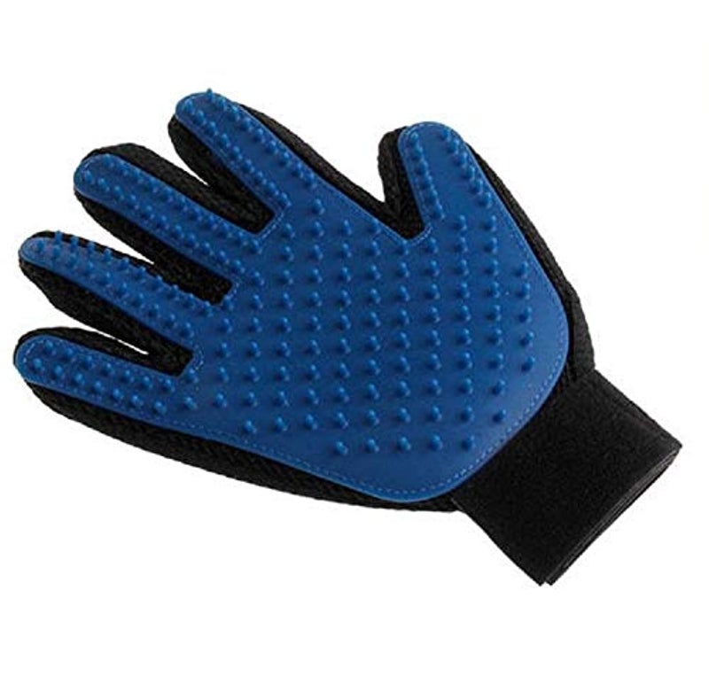 Premium Pet Deshedding Magic Glove Brush - Heavy-Duty Hair Grooming & Massage Mitt - Durable High-Density Silicone Nodules for Dogs & Cats (Sleek Modern Blue & Black Space-Saving Clean Profile) - Manual Fur Removal Convenience & Pet Facility Asset Management Template