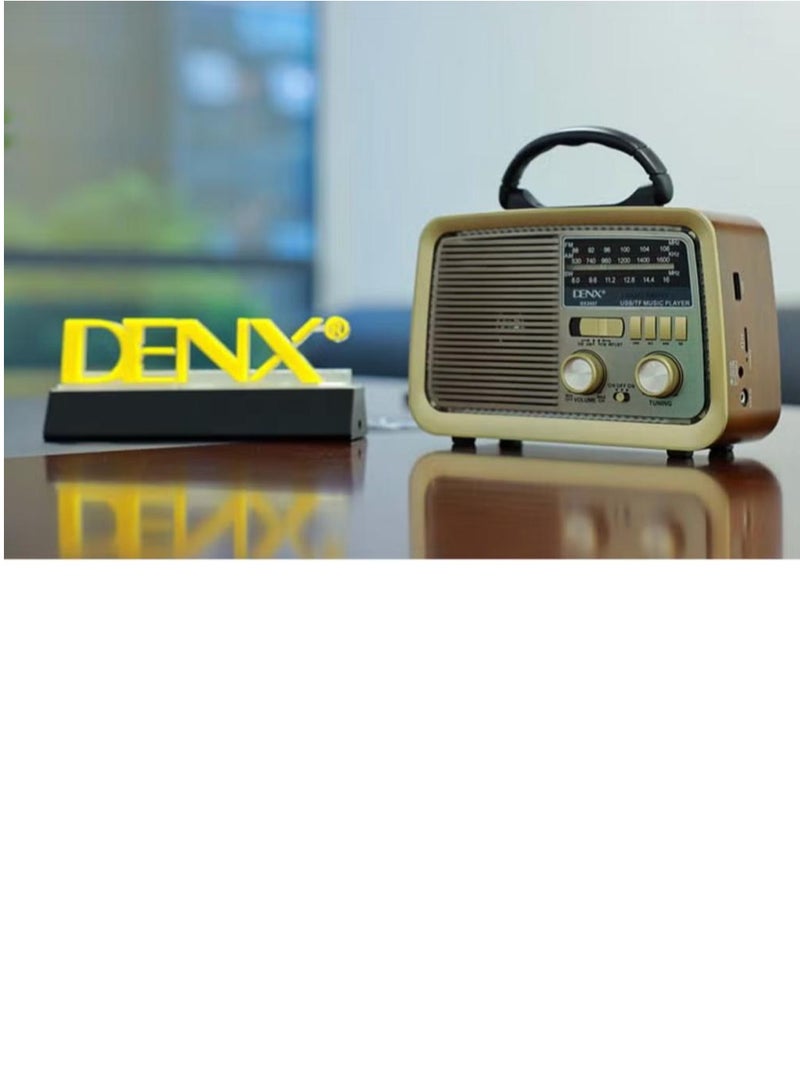 Denx USB HI-FI Dinex Radio 3 Channels FM - AM - SW Gold/Brown/Black Bluetooth AUX TF Card USB Flash Disk  - Image 2