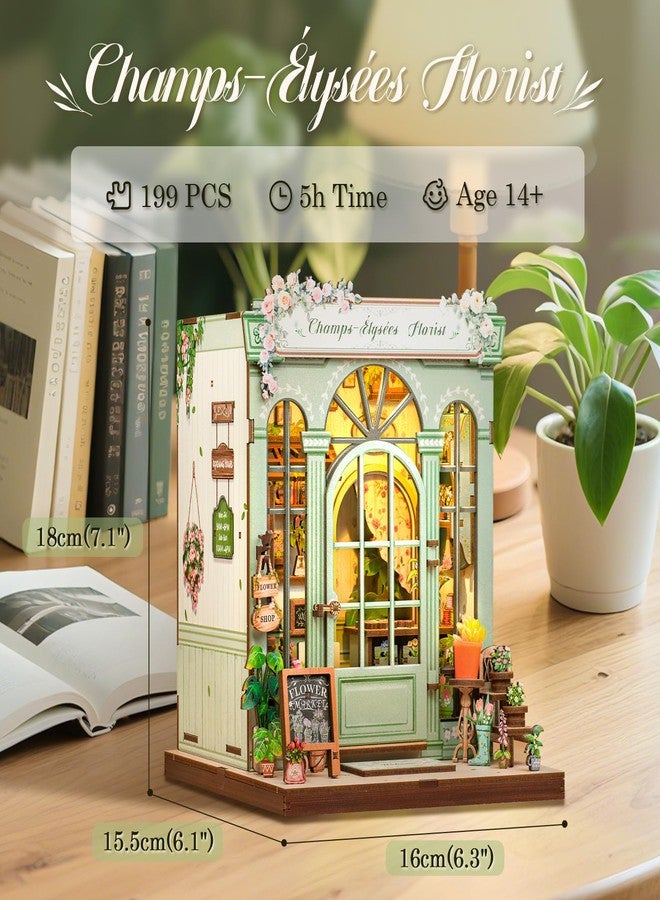 CUTEBEE Book Nook Kit - DIY Miniature House Dollhouse Kit for Adults and Teens, Booknook Tiny House Bookshelf 3D Wooden Puzzle, Gifts for Family (Champs-Élysées Florist) - Image 3