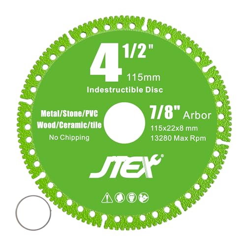 JTEX Indestructible Disc for Angle Grinder with 4-1/2 Inch Diameter, 7/8" Arbor, Multifunctional Diamond Cutting Blade for Metal, Stone, Wood, Tile, Concrete, PVC Pipes(3-Pack) - Image 4