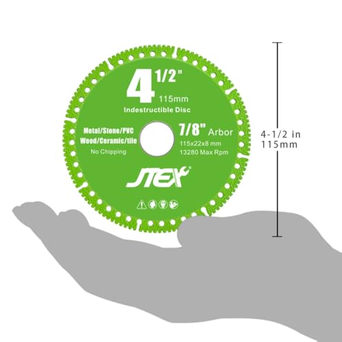 JTEX Indestructible Disc for Angle Grinder with 4-1/2 Inch Diameter, 7/8" Arbor, Multifunctional Diamond Cutting Blade for Metal, Stone, Wood, Tile, Concrete, PVC Pipes(3-Pack) - Image 5