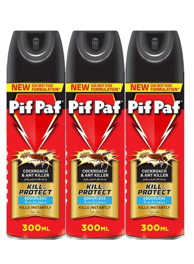 Pif Paf Cockroach & Ant Killer Spray 300 ml x 3 - Image 1