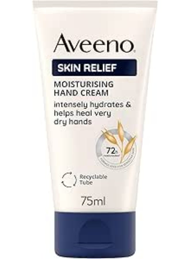 Skin Relief Moisturising Hand Cream, With Soothing Triple Oat Complex & Shea Butter, Suitable For Sensitive Skin, Intense Hydration, Helps Relieve Dry and Tight Skin, Unscented, 75ml
