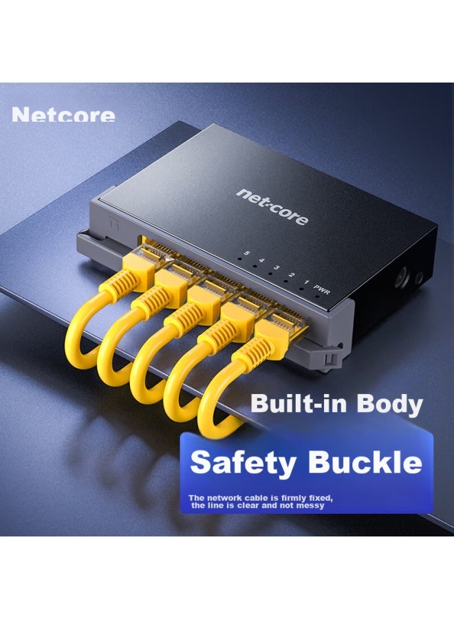 Netcore S5 Gtk 5-port Gigabit Switch, Enterprise And Dormitory Security Splitter, Surveillance Network Switch, Compatible With Low-voltage Boxes, Supports 100mbps, Metal Body - Image 3