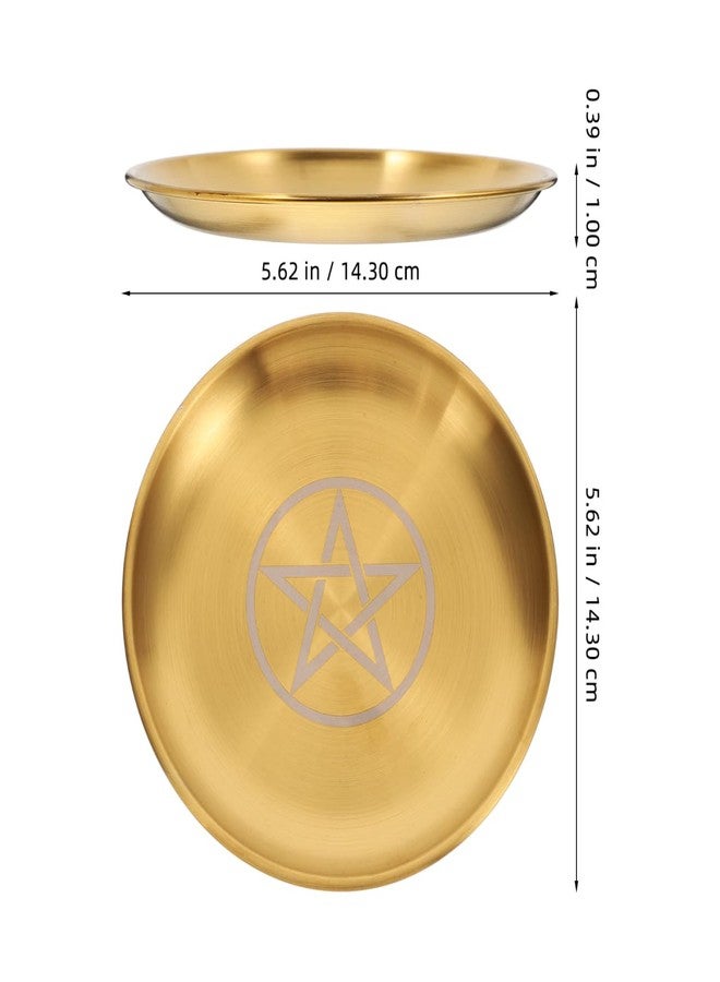 Amosfun 5.63 Inch Five-Pointed Gold Altar Tray Pentagram Jewelry Holder Dish for Witchcraft Ritual Display and Storage - Image 2